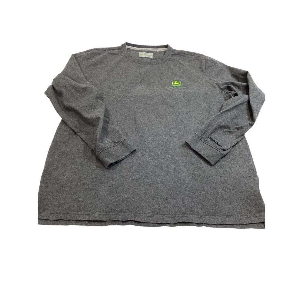 John Deere Work Wear Men Long Sleeve T-Shirt Heather Gray Embroidered Logo Lrg